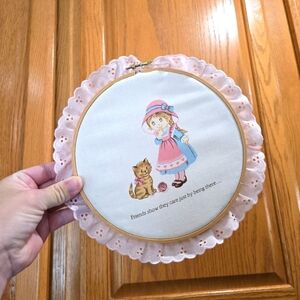 "Friends show they care just by being there" Girl & Kitten Vintage Wall Art